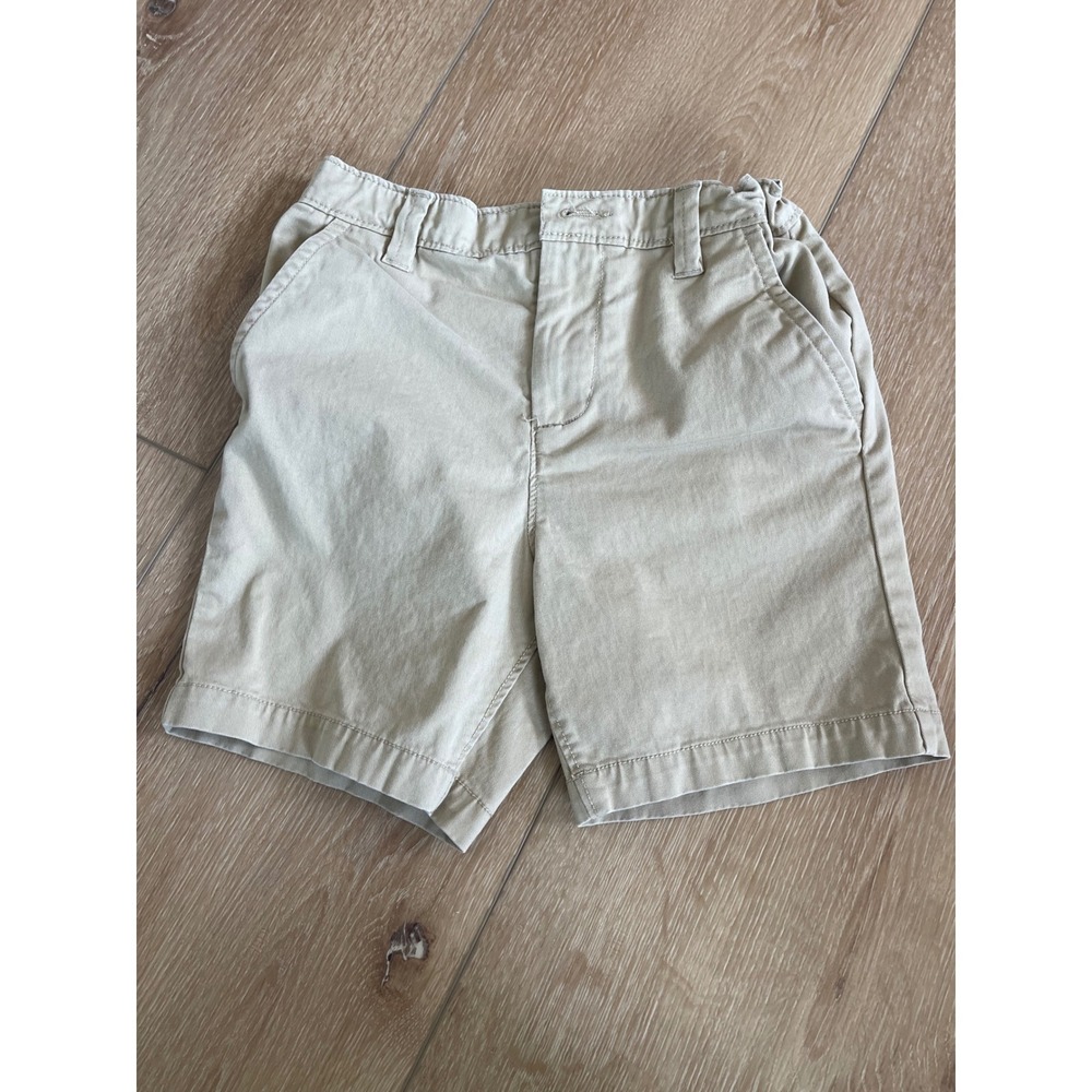 Crown & Ivy Kids Khaki Chino Shorts Tan Flat Front Adjustable Waist Size 7